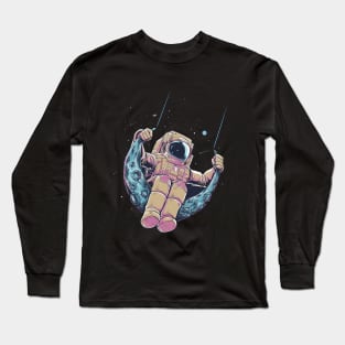 Astronaut Swinging From The Moon Long Sleeve T-Shirt